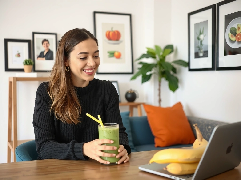 Frau macht eine Online-Sprechstunde mit einem Ernährungsberater