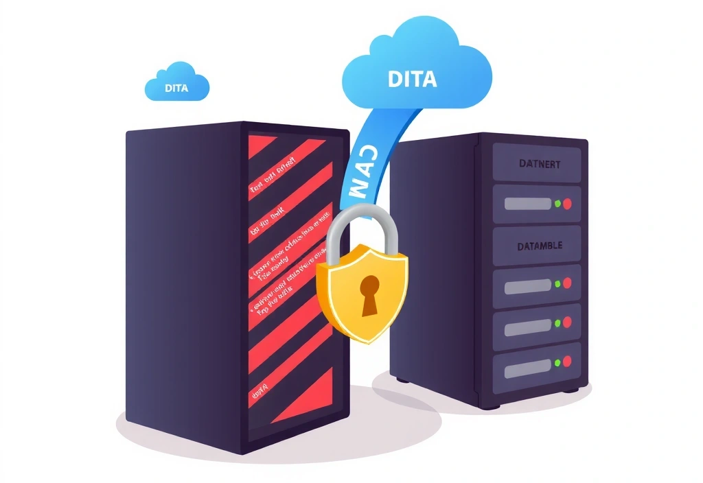 Illustration von Datenfluss und sicheren Servern